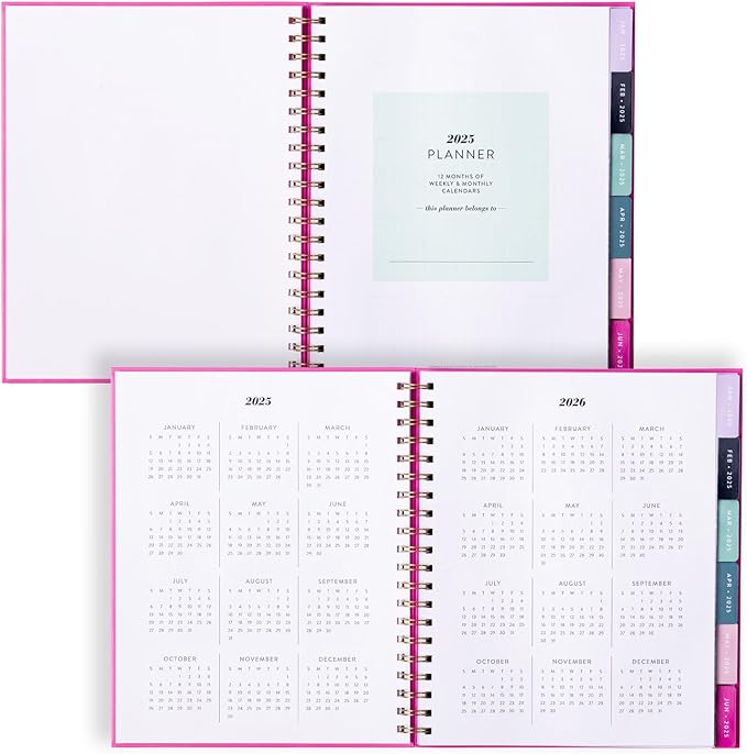 2025 Eccolo Large Spiral Agenda Planner, Hardcover, Weekly & Monthly Pages, 12 Month, Art + Quotes (Extra Large - 9" x 10.5")