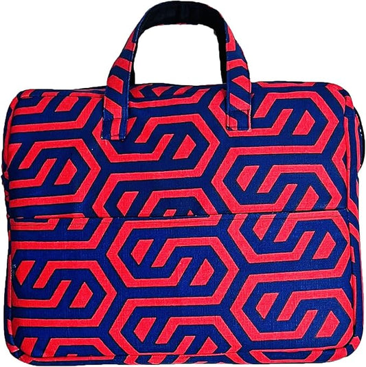 Laptop Bag With Red And Blue Geometric Linked Print FOR 13 TO 15 INCHES MACBOOK, IPAD AND WINDOWS LAPTOP