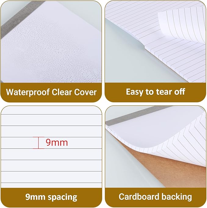12 Pack Waterproof Cover Memo Pads 5.5" x 8.5" Lined Note Pads Ruled Writing Pads, Memo Scratch Pad (51 Sheets Each)