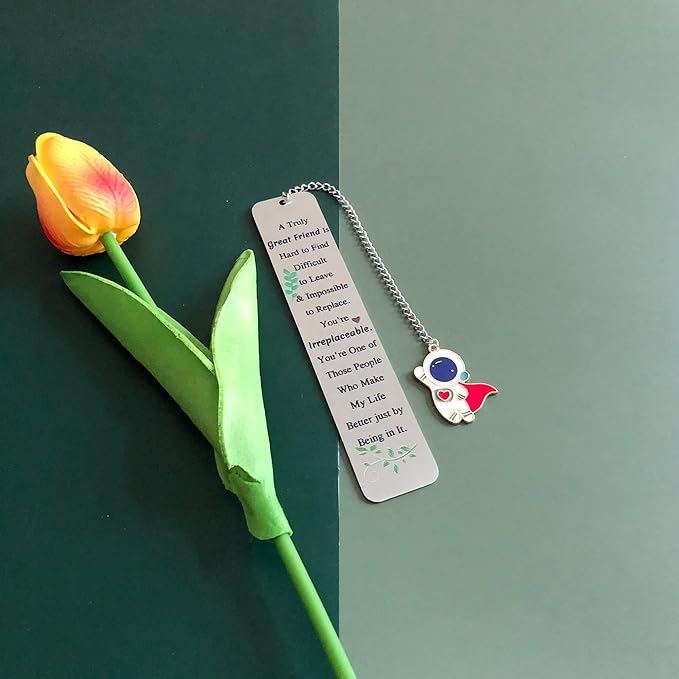 to Friend Bookmarks for Women Men Best Friend Birthday Graduation Farewell Gifts True Friendship Appreciate Engraved Quote Bookmark Personalized Book Lover Christmas New Year Cute Astronaut Keepsakes