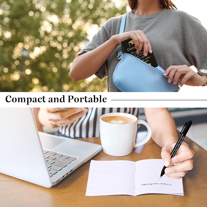 Kosiz 60 Pcs Graduation Gifts Motivational Mini Journal Inspirational Bamboo Pen Kraft Notebooks Bulk Wooden Retractable Ballpoint Pen for Class of 2025 College Gifts (Black)