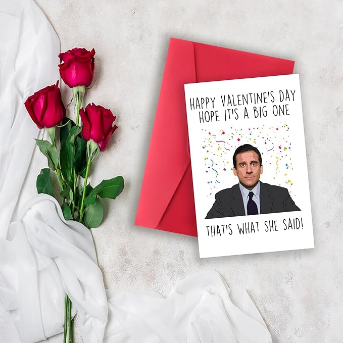 Huameigf Sweet The Office Michael Scott Themed Valentine's Day Card for TV Show Fans, Friends
