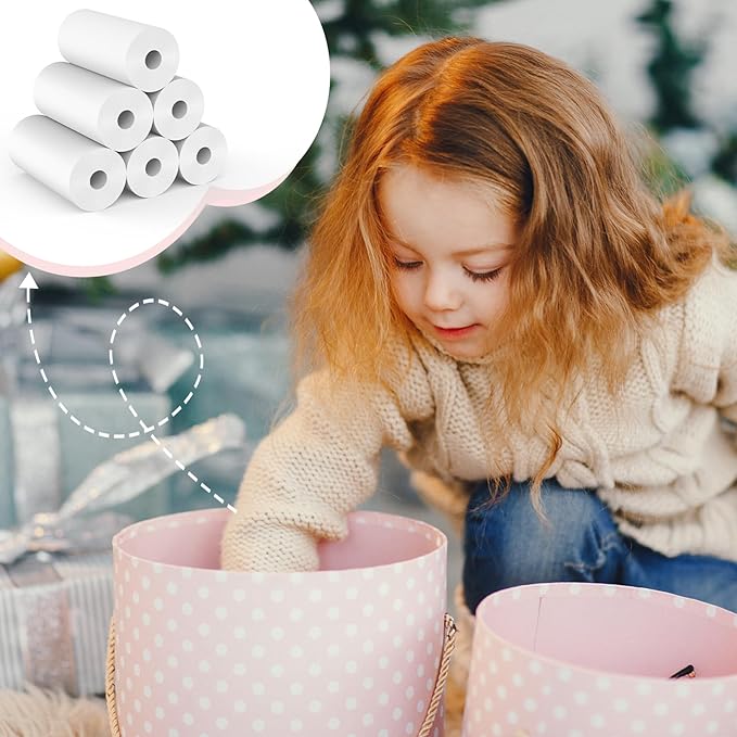 16 Rolls Kids Camera Instant Print Refill Paper Set, Phetium HD Printing Thermal Paper for Most Kids Instant Camera Photo Print (White-16 Rolls)