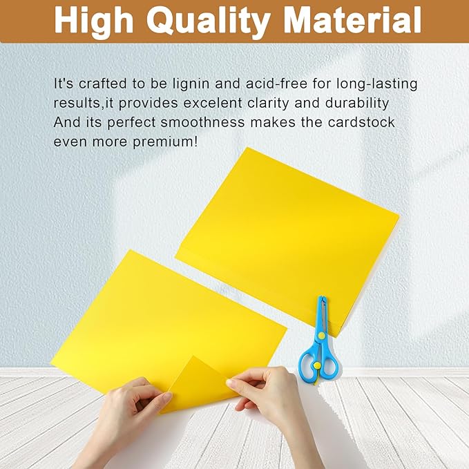 120 Sheets Solar Yellow Shimmer Cardstock 8.5 x 11 Crafts Paper, 250gsm/92lb Premium Construction Paper Card Stock for Cards Making, Greeting Cards, Wedding Invitations, Menus