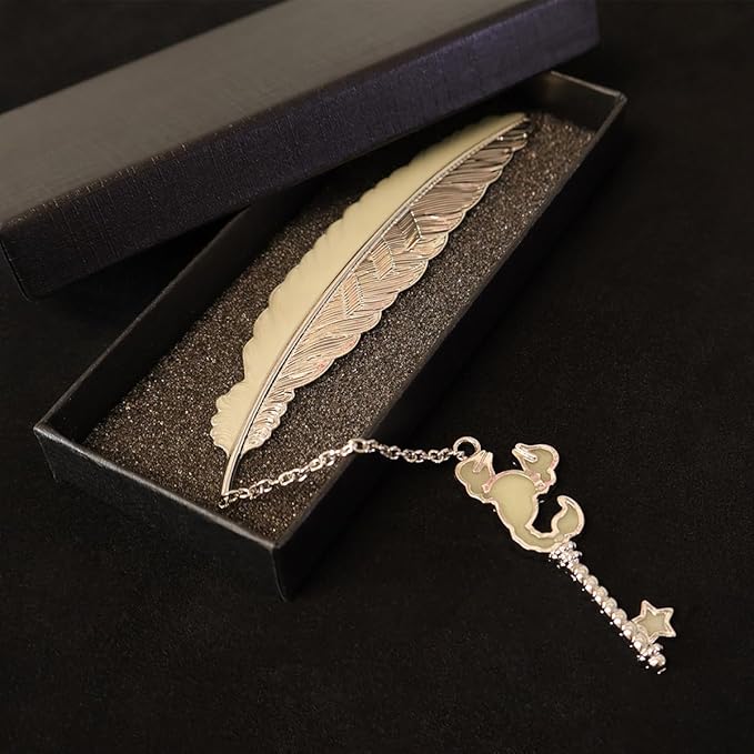 Zodiac Feather Bookmark Gifts for Women Men, Cool Metal Bookmark Glow in The Dark Scorpion Bookmark, Luminous Star Sign Constellation Horoscope Bookmark Gifts