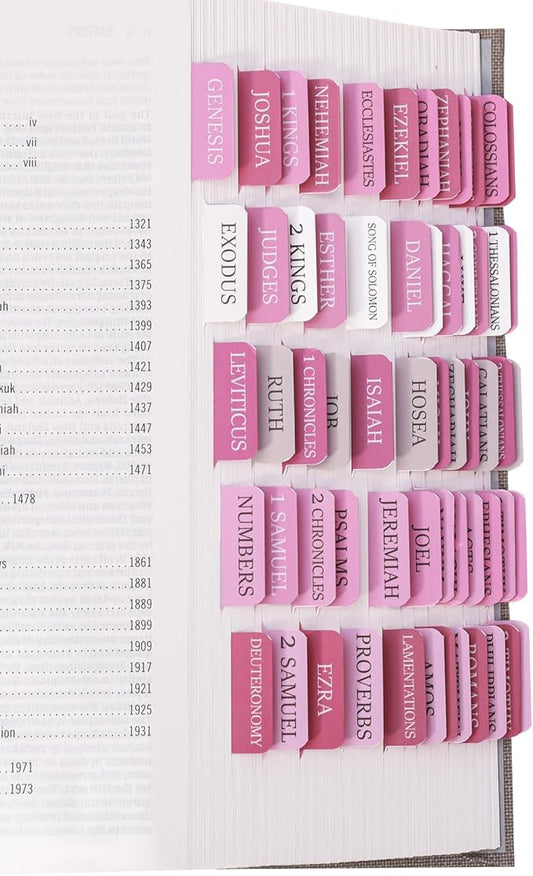 Pink Bible Tabs for Women & Men, Laminated Bible Tabs for Study Bible, Boho Theme Bible Tabs for Easy Navigation, Simplify Your Bible Reading Experience with Easy-to-Use Indexing Tabs