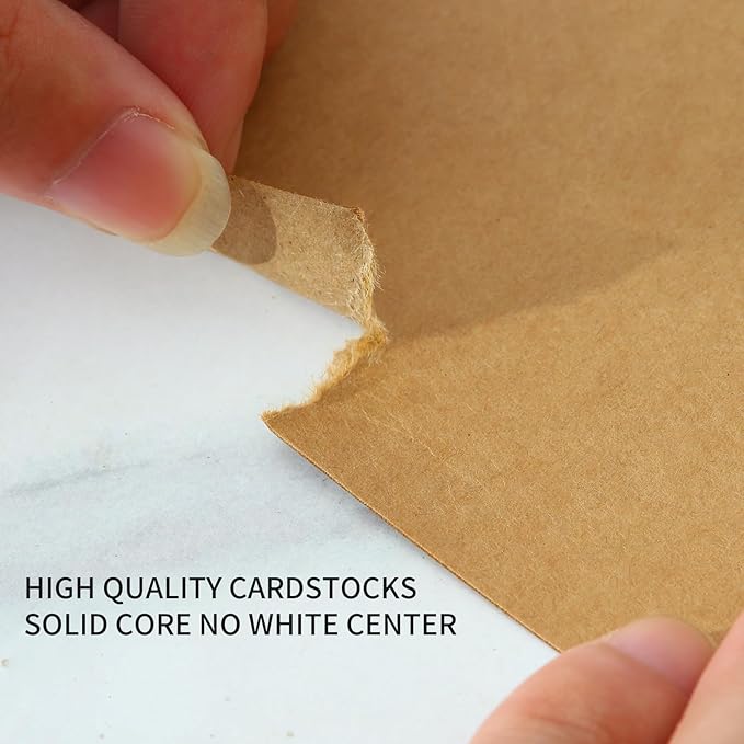 50 Pack 4x6 Kraft Cardstock Paper, Thick Index Card for Printer, 92lb/250GSM Heavyweight Blank Card, Postcards, Wedding Invitation, DIY Crafting, Greeting Card Making