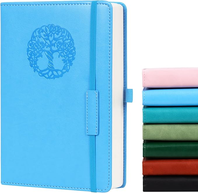 Lined Journal Notebook A5 Hardcover Paper Thick Leather Journals College Ruled Notebooks for Women Men 300 Pages 5.7 x 8.3 Inches Blue