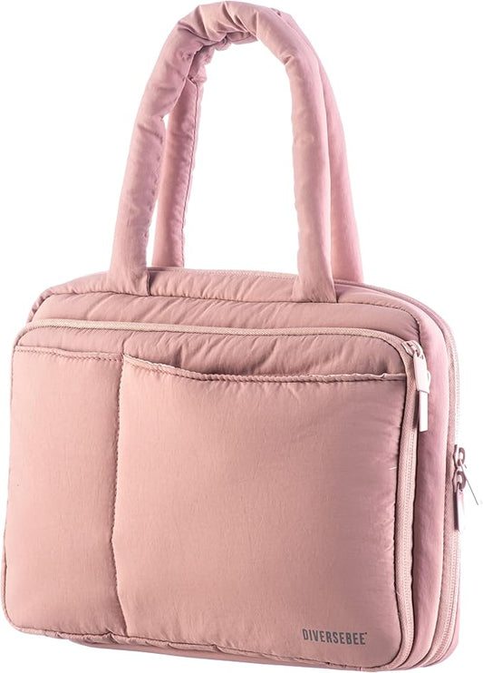 DiverseBee Large Bible Cover with Handles, Bible Carrying Case for Women, Bible Tote Bag, Book Cover, Bible Accessories Gift (Pink)