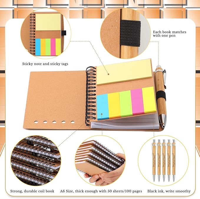 Jetec 12 Sets Bulk Employee Appreciation Gifts Bulk Inspirational Spiral Notebook with Note Ballpoint Pen Thank You Gifts for Volunteer Social Worker Nurse Staff Coworker Students (Team)