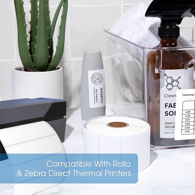 Spartan Industrial - 2.25" X 4” Direct Thermal Labels, Perforated Shipping Labels, Compatible with Rollo & Zebra Desktop Printers - 10 Rolls, 350/Roll