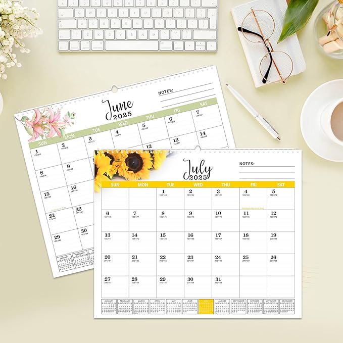 2025 Wall Calendar, 18 Months Calendar, Jan. 2025 - June 2026, 14.6'' x 11.8'', Desk Calendar 2025 with Large Blocks, Ideal 2025 Calendar for Home, Office, Classroom, or Business Planning