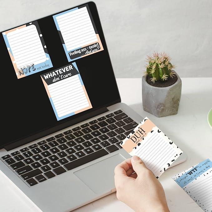 Funny Notepads with Sayings Sticky Funny Office Supplies to Do List Sarcastic Work Assorted Notepad for Workers, 12 Designs, 3 x 3.93 Inch(Retro Style)