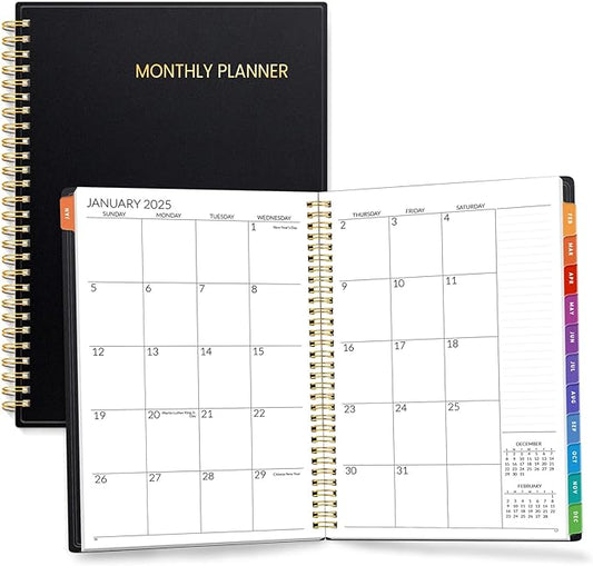 SUNEE 2-Year Monthly Planner 2025-2026 (Jan 2025 - Dec 2026) 7"x10" Monthly Spreads & Yearly Planner, Black