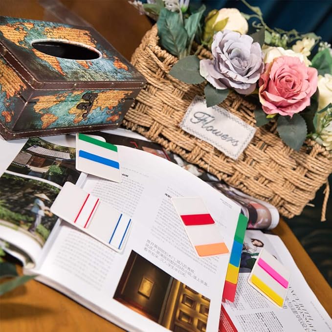 KICNIC File Index Tabs 1 Inch Sticky Flags 960 Pcs, Colored Page Markers Self Adhesive, Repositionable Note Tabs for Documents, Books, Paper, Notebooks, Filing and Folders [24 Sets, 10 Colors]