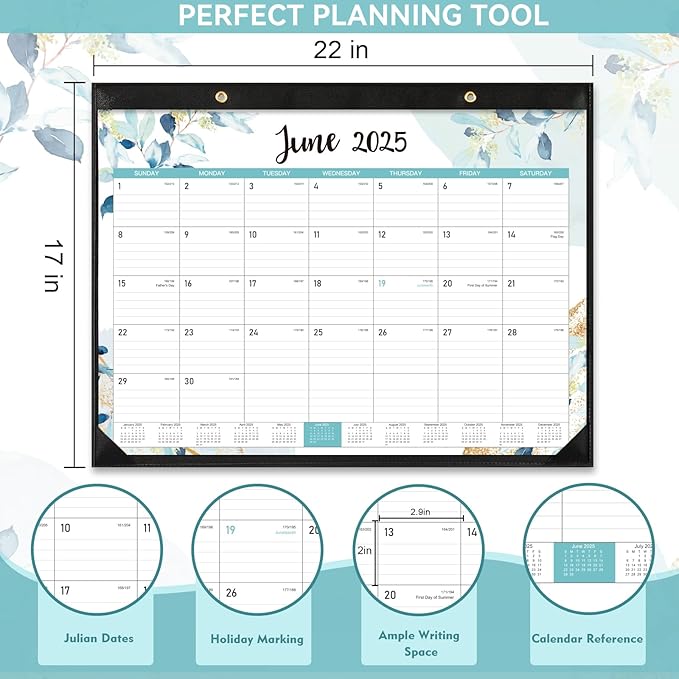 Desk Calendar 2025-2025 Desk Calendar Large 22'' x 17'', from January 2025 to December 2025, 12 Monthly Desk/Wall Calendar, Large Space for Writing with Protect Corner