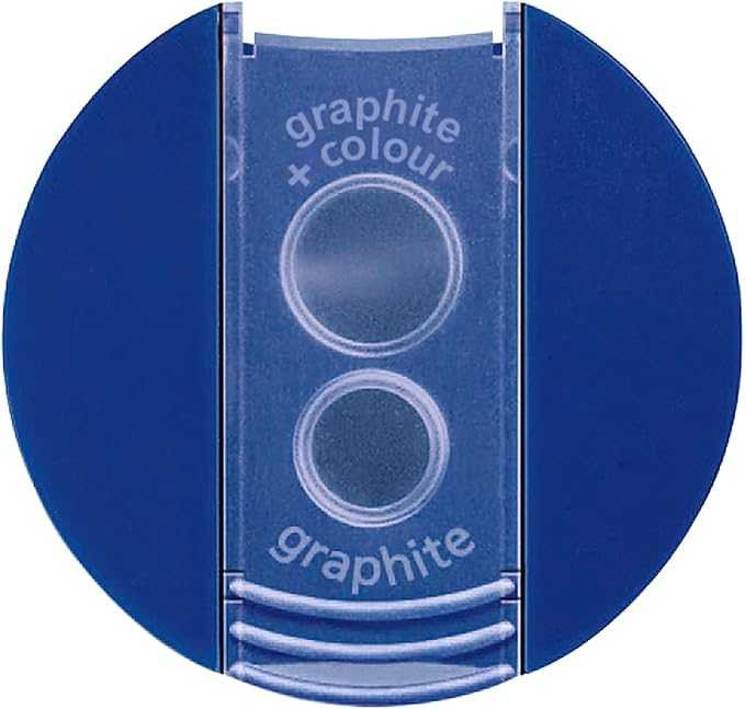 STAEDTLER Mars Lumograph Art Drawing Pencils (Graphite, 12 Pack in Metal Case) with Double Hole Pencil Sharpener