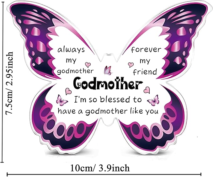 Godmother Gifts for Women Acrylic Plaque Bookmark Set Birthday Gifts for God Mom Personalised Butterfly Keepsake Bookmarker Mothers Day Christmas Thank You Gifts for Her from Godson Goddaughter