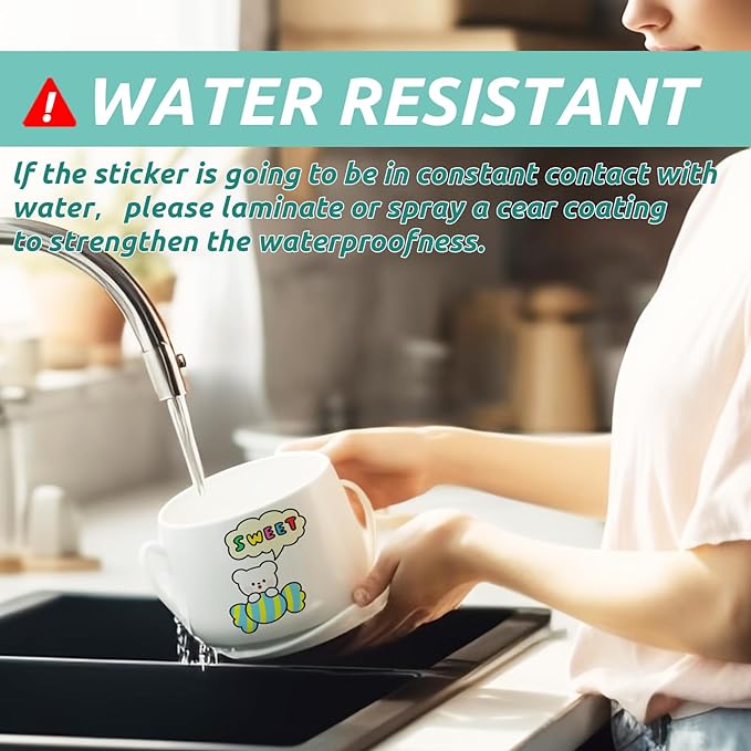 Uinkit 105 Sheets Premium Printable Vinyl Sticker Paper for Inkjet Printer Cricut,included 100Sheets Glossy and 5Sheets Transparent Label Waterproof Adhesive Dries Quickly Tear-Resistant, Removable