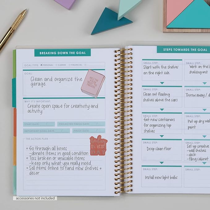Erin Condren Coiled A5 Planner - Goal Setting, Featuring Goal-setting Tips and Advice, Goal-tracking Spreads, To-do Lists for Action Steps, and More. Boost Productivity