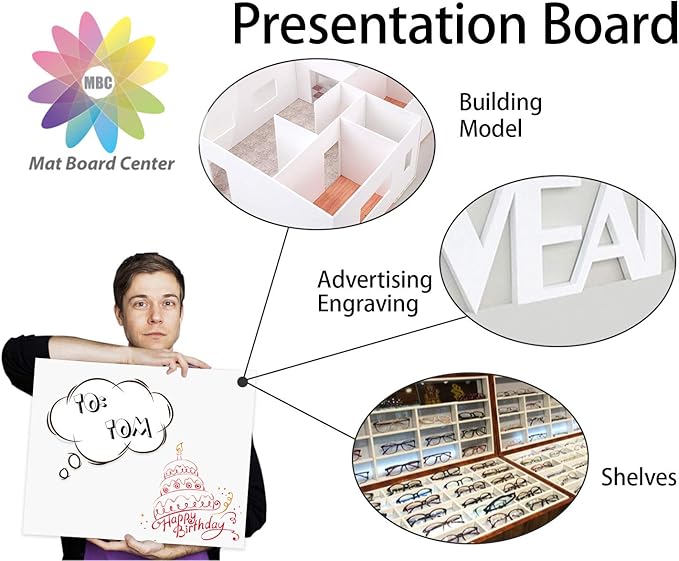 Mat Board Center, Pack of 10 Acid-Free Foam Boards, 8x10 inch White Foam Boards, 1/8" Thick