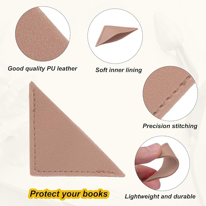 uxcell 6Pcs Leather Square Bookmarks, Corner Bookmarks Book Marks Page Markers Cute Page Clip for Men Women Teacher Reader Book Lover Writers (Pink)