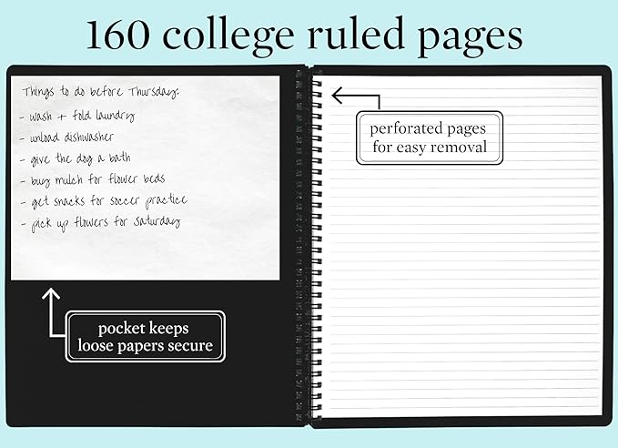 Steel Mill & Co Cute Large Spiral Notebook College Ruled, 11" x 9.5" with Durable Hardcover and 160 Lined Pages, Leopard