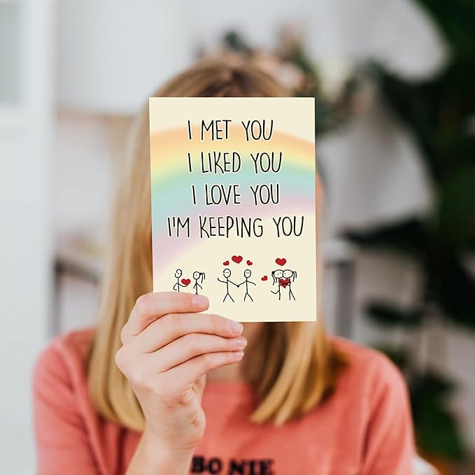 Cheerin Anniversary Day Cards for Him and Her - Romantic Greeting Card with Envelope - Sweet Birthday Card for Husband Wife Girlfriend Boyfriend