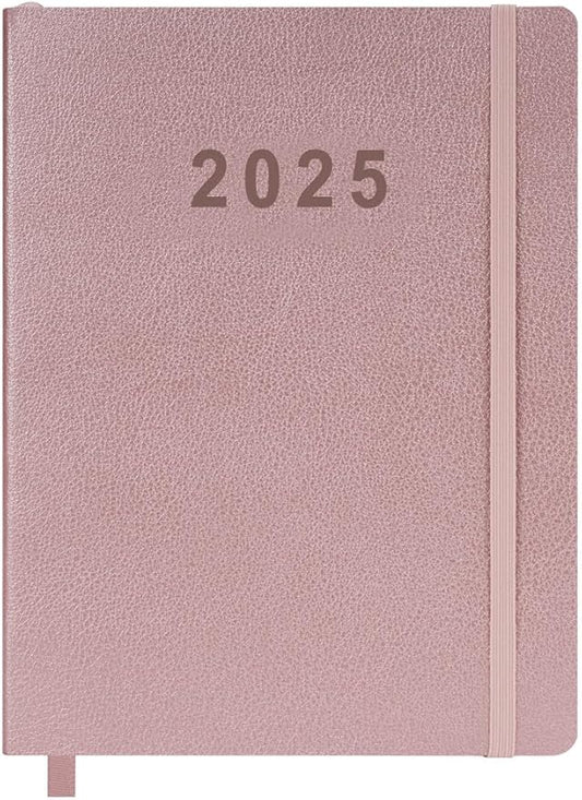 2025 Planner 8.5”x11”, Weekly and Monthly Planner from Jan to Dec 2025, Vegan Leather Cover, Elastic Closure, Rose Gold