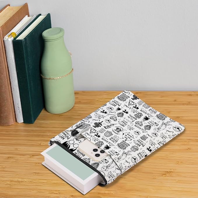 TBT Magic Stuff Wizard Book Sleeve Book Cover Book Lovers Gifts Book Club Gifts Wizard Book Protector Book Gifts for Readers Women Her Magic Movie Fans Bibliophile Mom Graduation Birthday Gifts