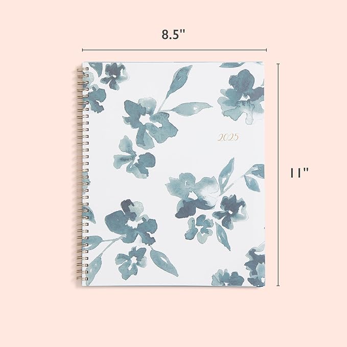 Blue Sky 2025 Weekly and Monthly Planner Calendar, January 2025 - December 2025, 8.5" x 11", Flexible Frosted Cover, Laminated Tabs, Wirebound, Storage Pocket, Bakah Blue
