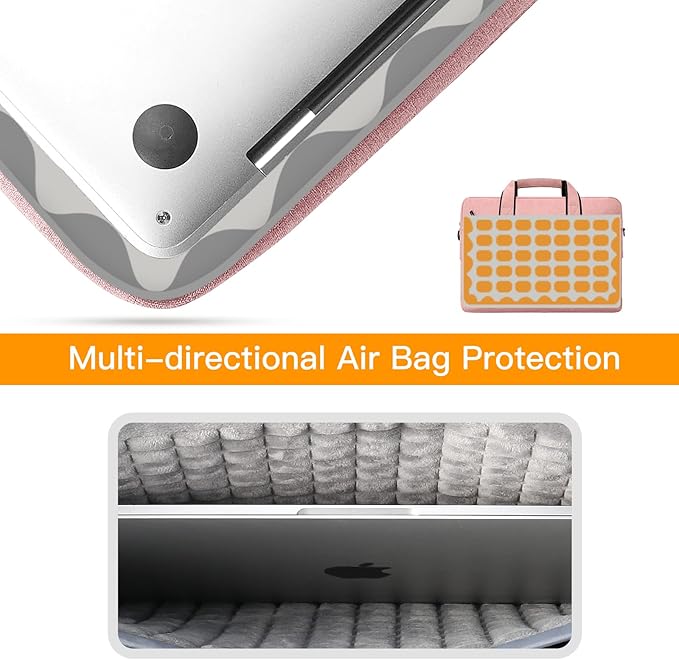 Laptop Shoulder Bag, 13-13.3-14-15-15.4-15.6-16-17.3-18 Inch Laptop/Tablet, Water-Repellent Fabric, Business for Men Women (15-16 inch, Pink)