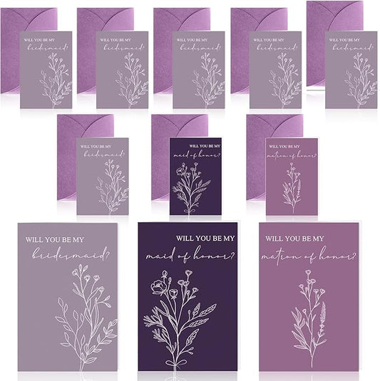 Spakon 16 Pcs Will You Be My Bridesmaid Cards with Envelopes Watercolor Greenery Floral Bridal Proposal Maid of Honor Matron of Honor Invited Favor for Bridal Shower Wedding (Artistic Style)