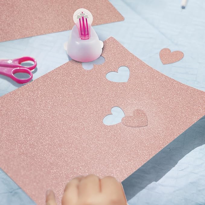 Rose Gold Glitter Cardstock 8.5x11 Double-Sided 24 Sheets, Goefun Gold No-Shed Glitter Paper 280GSM/100lb Pink Card Stock for Craft, Art, Invitation, Graduation, Wedding Party