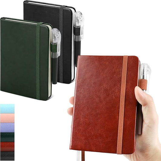 Small Notebook College Ruled, 3 Pack (3 colors) 3.7x5.7 in Pocket Notebook Journaling Notebooks Mini Hardcover Lined Note Pads with Pens for Work Business Travel and Office Supplies