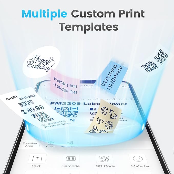 POLONO Genuine Thermal Labels for PM220S Label Makers, 1.57"x1.18" (40x30mm) Thermal Label, Waterproof, Multi-Purpose Self-Adhesive Labels for Small Bussiness, Office, School, 230 Labels/Roll (White)