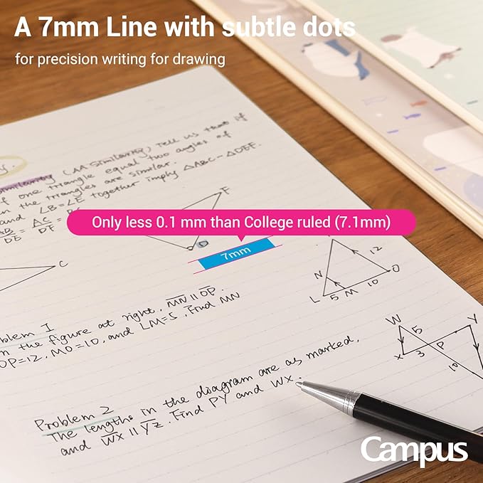 KOKUYO Composition Notebooks, 3 Pack Campus B5 Comp Book with Dotted A 7mm Rule, 40 Sheets, School Lined Notebook in Blue Green Yellow, Cute Journal for Women Girls Work Study Note Taking Japan Import