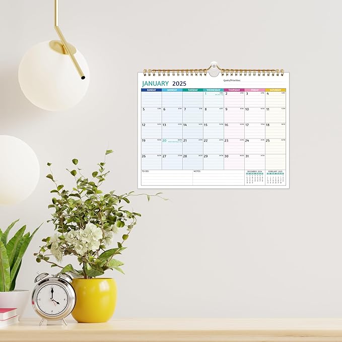 Wall Calendar 2025-2026 – 2 Year Calendar 2025-2026, 11 x 8.5 In, Jan 2025 - Dec 2026, 2025 Calendar 24 Months, Small Monthly Calendar 2025, with Ruled Blocks, Thick Paper, Holidays, To-dos ＆ Notes