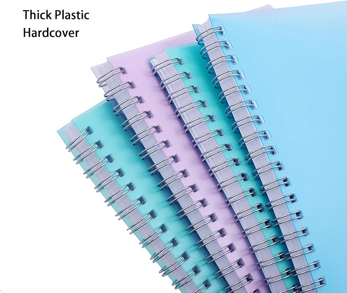 Spiral Notebook, 4 Pack A5 Aesthetic College Ruled - Lined Journals Notebooks, Cute Office Supplies Notebooks for Work, Study, and Notes, 640 Pages, 5.7" x 8.3" ( Blue, Pink, Green, Transparent )