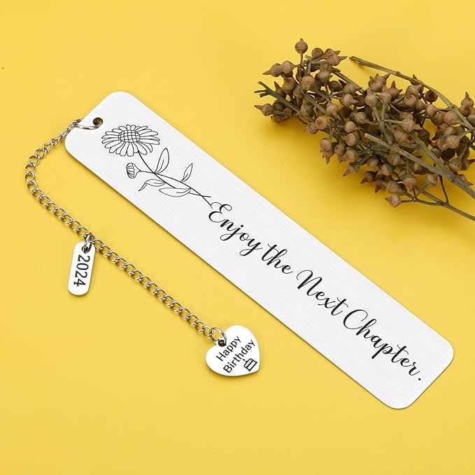 50th Birthday Gifts for Her, 16 21st 30th 40th 50th 60th Birthday Gifts for Her, Birthday Gift Ideas for Friend Bestie Mom Grandma Sister Girls Book Lovers,Birth Flower Bookmark,Sunflower Gifts