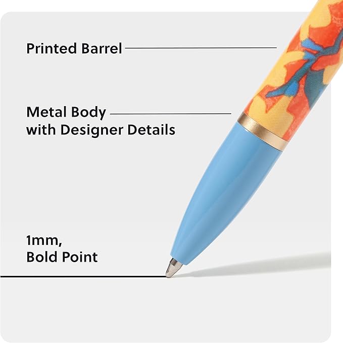 U Brands Monterey Ballpoint Pens, Set of 4, Artist Touch, Gold Details, Bold (1.0 mm) Point, Black Ink