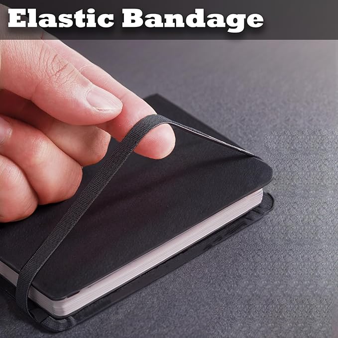 2 Pack Pocket Notebook Small Notebook, 3" x 4.4" Journal Notebook Hardcover with Thick Lined Paper, 200 Pages Leather Cover Mini Journal Notepad (Black)