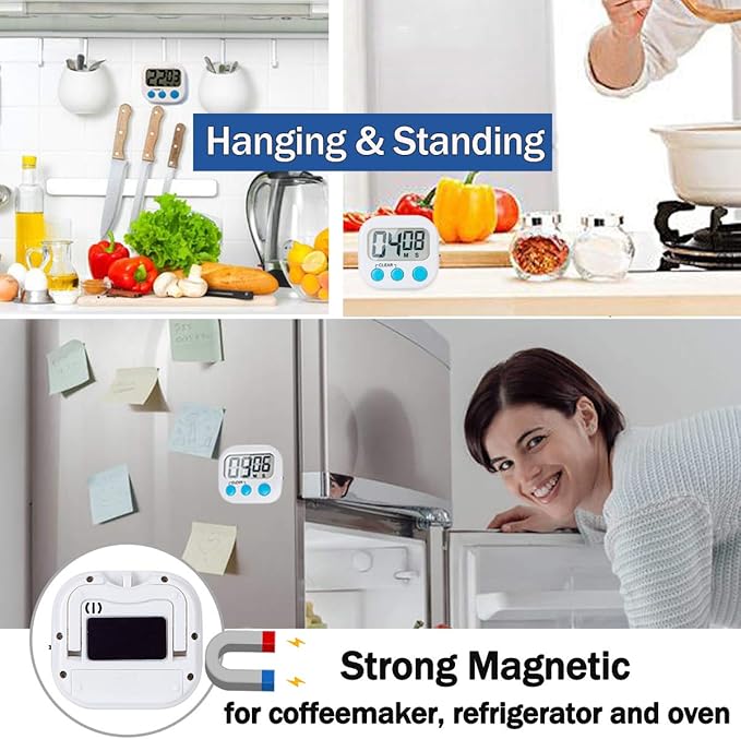 Classroom Timers for Teachers Kids Large Magnetic Digital Timer 4 Pack Blue White