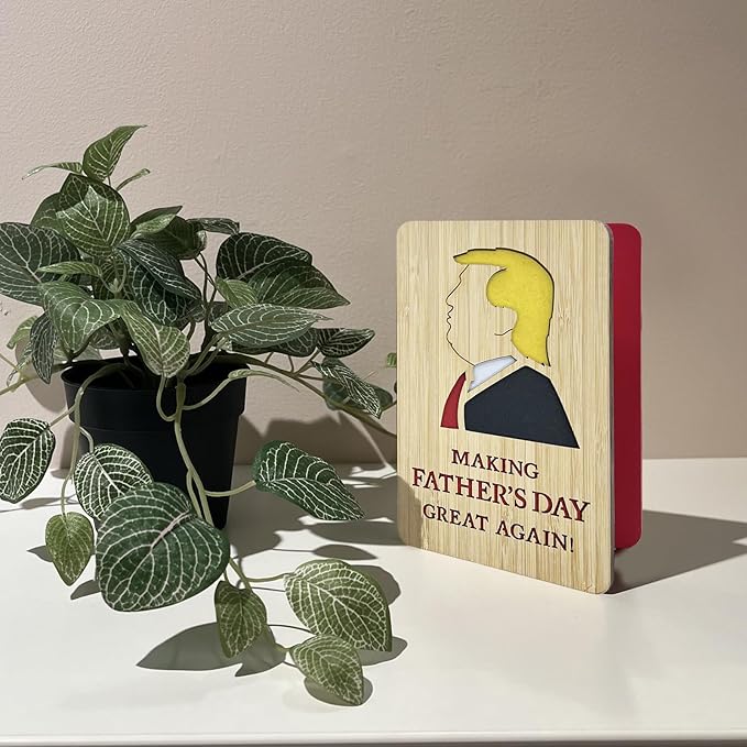 Trump Fathers Day Card,Funny Bamboo Father's Day Cards from Son,Daughter or Wife,Making Fathers Day Great Again Greeting Cards