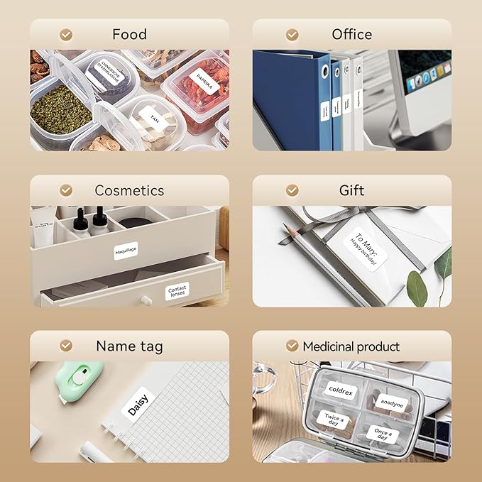 NIIMBOT D11 Label Maker Tape Adhesive White Label Paper 0.47" X 1.57" (12 X 40mm) 160 Labels/Roll, Compatible for NIIMBOT D11 D110 Label Printer, Thermal Paper Black on White, 3-Roll