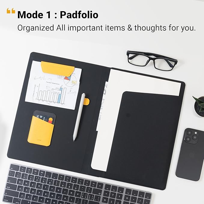 LHiDS Creative Folio 2.0 with Stand, Business Portfolio Resume, 3-in-1 Padfolio with Magnetic Accessories, Work as Notebook Cover, Clipboard, Organizing Board for Home and Office (Gray, A4/Letter)