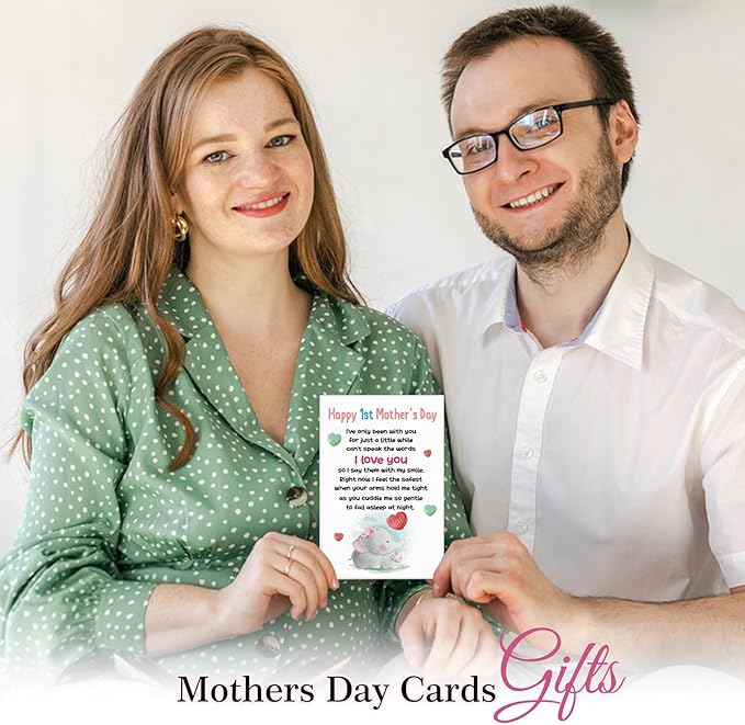 FaCraft Happy First Mothers Day Card - for New Mom First Time Mom from Bump Baby Boy Girl, Happy 1st Mothers Day Gift Card with Envelope