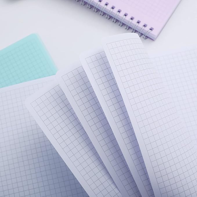 Graph Paper Notebook, 3 Pack Small Notebooks 4.3"x 5.7", Mini Grid Spiral Notebook, 480 Pages, Cute College School Supplies Pocket Notebook for Work, Aesthetic Gift Office Supplies