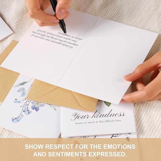 C2U Funeral Thank You Cards with Envelopes(20 Pack 4"x6"),Stickers & Message Inside - Wildflower Bereavement Sympathy Thank You Cards for Funeral Family Friends Loved Ones