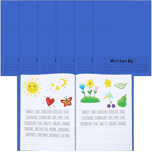 Henoyso 6 Pcs Primary Composition Notebook K-2 9 3/4 x 7 1/2 Inch Primary Journal Blank Writing Book for Kid to Write Draw and Journal 60 Page Notebook Back to School Supplies (Blue)